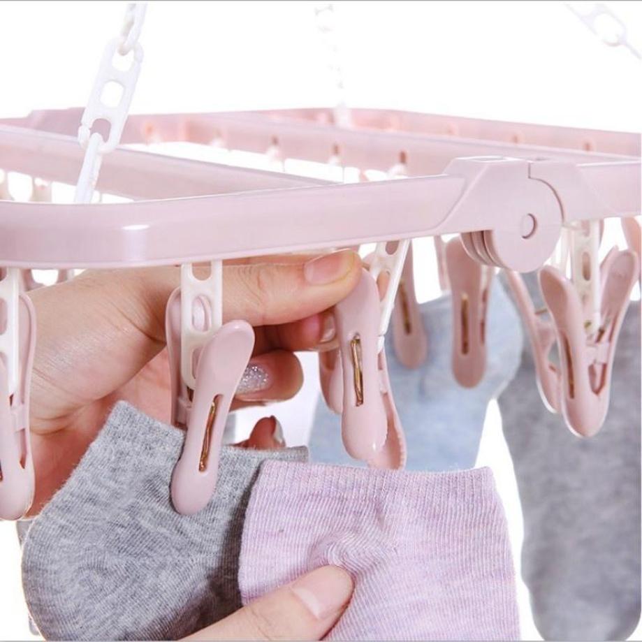 1 Pcs 32 Clips Folding Clothes - Baby Clothing Hanging Rack review and price