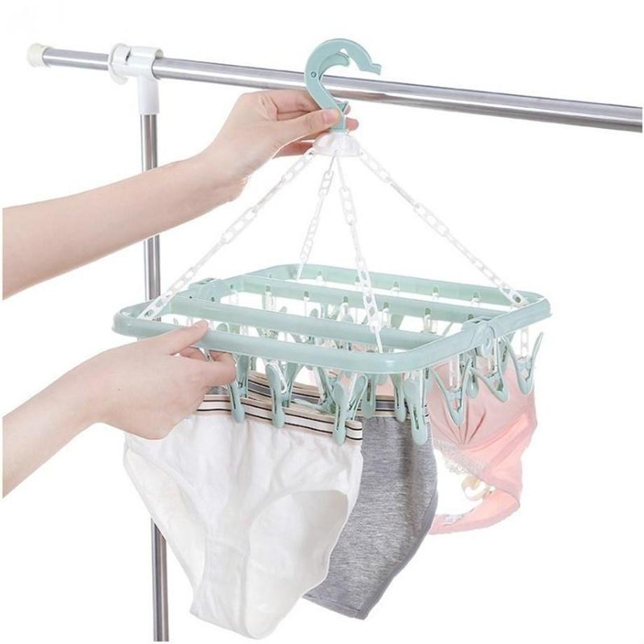 1 Pcs 32 Clips Folding Clothes - Baby Clothing Hanging Rack review and price